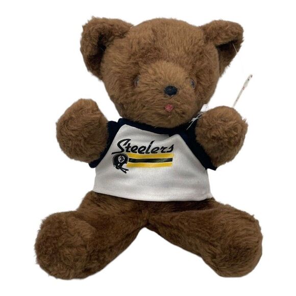 Vintage Steelers Tee Stuffed Bear Mascot Trudy Corp - Picture 1 of 14